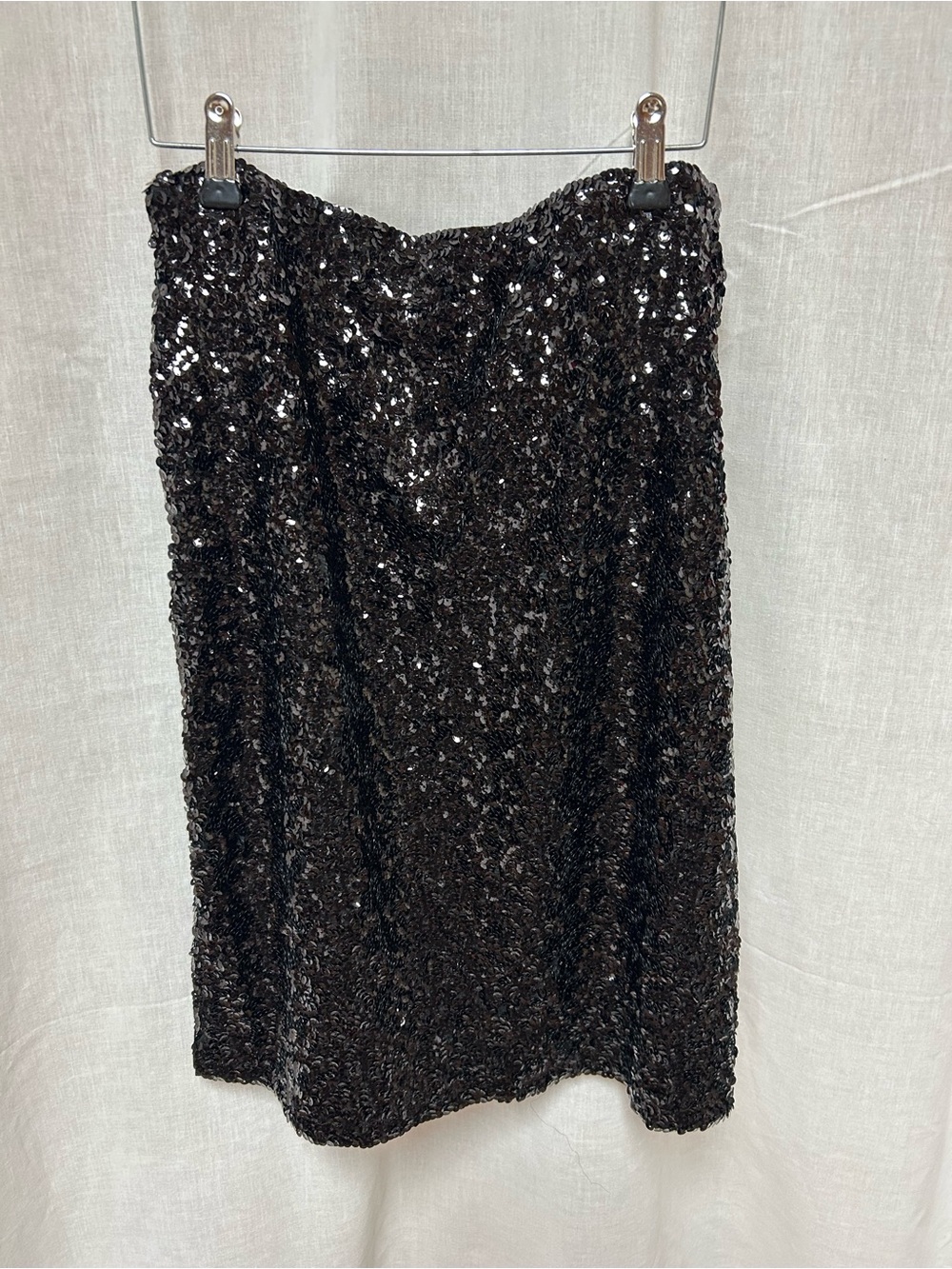 Black sequins formal pencil skirt appears all sequins in place. XL
